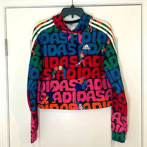 NWT Adidas Women's FARM Rio All Over Print Pullover Hoodie-Multi-Color XS NWT